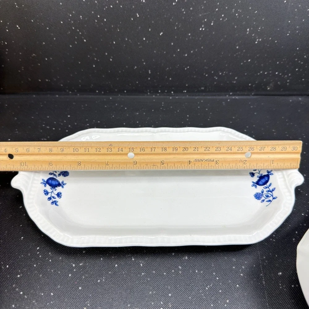 Kensington Staffordshire Ironstone Blue Onion Butter Dish Handcrafted England